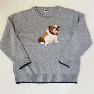 Janie and Jack Gray Sweater with Bulldog Design